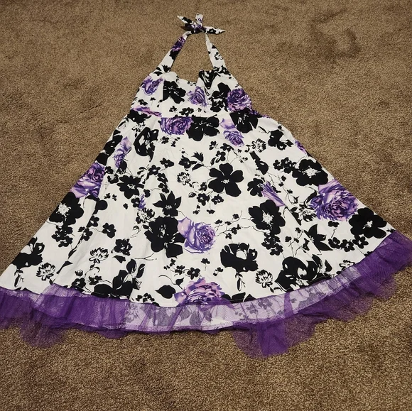 Women's 2XL Halter Style Floral Print Mini Dress - Picture 7 of 16